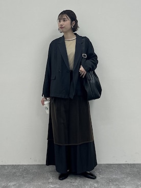 「LEPSIM（レプシィム）の針抜きテレコインナー　601689（T Shirts、ホワイト系）」を使った、rikaさん（レディース・164cm）の春コーディネート