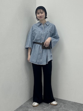 「LEPSIM（レプシィム）のデニムBIGシャツ/SS　639528（Shirts、ブルー系）」を使った、rikaさん（レディース・164cm）の春コーディネート