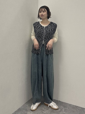 「LEPSIM（レプシィム）の針抜きテレコインナー　601689（T Shirts、ホワイト系）」を使った、rikaさん（レディース・164cm）の冬コーディネート