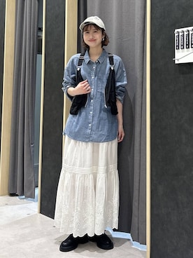 「LEPSIM（レプシィム）の2WAYベルト厚底サボ　578034（Sandals、ブラック系）」を使った、rikaさん（レディース・164cm）の春コーディネート