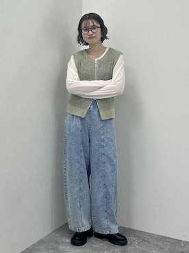 「LEPSIM（レプシィム）の2WAYベルト厚底サボ　578034（Sandals、ブラック系）」を使った、rikaさん（レディース・164cm）の冬コーディネート
