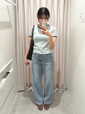 「FREE'S MART（フリーズマート）のアイテム（トップス、グリーン系）」を使った、yooo0onさん（レディース・164cm）の夏コーディネート