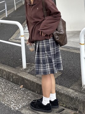 「FREE'S MART（フリーズマート）の◆フリースハーフジッププルオーバー（Tシャツ/カットソー、ブラウン系）」を使った、yooo0onさん（レディース・164cm）の秋コーディネート