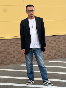 「VANS（バンズ）のアイテム（スニーカー、ブラック系）」を使った、kznrisdkさん（メンズ・173cm）の夏コーディネート