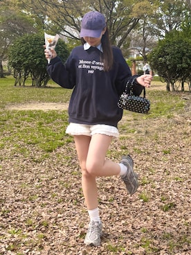 「LOWRYS FARM（ローリーズファーム）のアイテム（帽子）」を使った、natsuki⭐︎さん（レディース・158cm）の春コーディネート