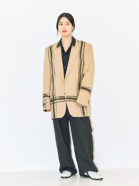 「CITYSHOP（シティーショップ）のLIGHT SLACKS パンツ（スラックス、ブラック系）」を使った、YUIさん（レディース・164cm）の春コーディネート