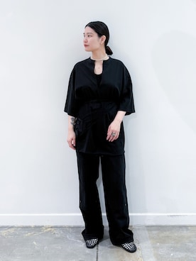 「CITYSHOP（シティーショップ）のKNEE PATCH パンツ（その他パンツ、ブラック系）」を使った、YUIさん（レディース・164cm）の夏コーディネート