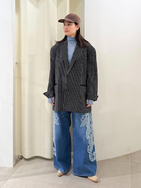 「CITYSHOP（シティーショップ）のSINGLE ジャケット（テーラードジャケット、ブラック系）」を使った、YUIさん（レディース・164cm）の冬コーディネート