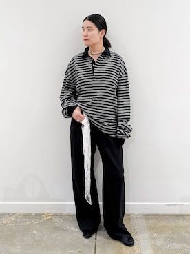 「CITYSHOP（シティーショップ）のSLACKS パンツ（スラックス、ブラック系）」を使った、YUIさん（レディース・164cm）の夏コーディネート