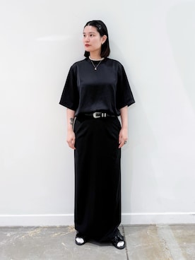 「CITYSHOP（シティーショップ）の《追加3》STRAIGHT スカート（スカート、ブラック系）」を使った、YUIさん（レディース・164cm）の夏コーディネート