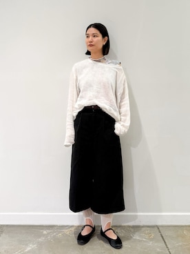 「CITYSHOP（シティーショップ）の《追加2》ASA/C BIO WASH PULLOVER：ブラウス（Tシャツ/カットソー、ホワイト系）」を使った、YUIさん（レディース・164cm）の春コーディネート
