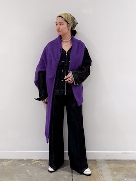 「Wrangler（ラングラー）のWRANGLER 別注 デニムジャケット（デニムジャケット、ブラック系）」を使った、YUIさん（レディース・164cm）の秋コーディネート