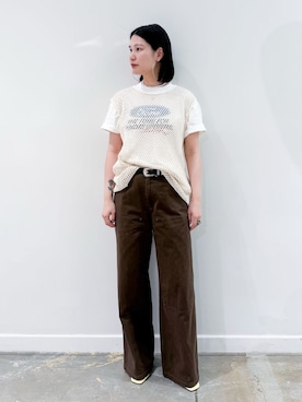 「CITYSHOP（シティーショップ）のKNEE PATCH パンツ（その他パンツ、ブラウン系）」を使った、YUIさん（レディース・164cm）の夏コーディネート