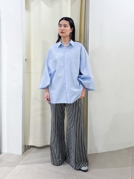 「CITYSHOP（シティーショップ）の《追加2》[THE MOOD]パイルイージーパンツ（その他パンツ、ブラック系）」を使った、YUIさん（レディース・164cm）の春コーディネート