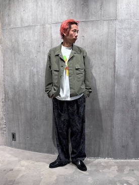 「JOURNAL STANDARD（ジャーナルスタンダード）のクール ドッツ ピグメント BDU ブルゾン（その他アウター、グリーン系）」を使った、NIBOさん（メンズ・175cm）の春コーディネート