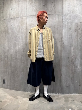 「Dickies（ディッキーズ）のDickies / ディッキーズ 別注 ODD SHAPE SHORTS / ショーツ（その他パンツ、ブルー系）」を使った、NIBOさん（メンズ・175cm）の春コーディネート