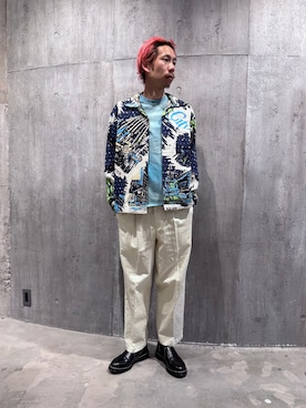 「Dickies（ディッキーズ）のDickies / ディッキーズ 別注 リゾート ステート パンツ（その他パンツ、ホワイト系）」を使った、NIBOさん（メンズ・175cm）の春コーディネート