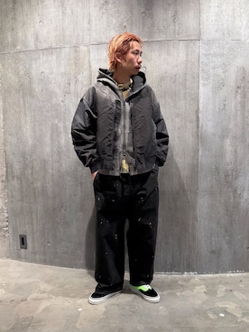 「JOURNAL STANDARD J.S HOMESTEAD（ジャーナルスタンダードホームステッド）のJ.S.Homestead / ノー カラー MA-1（MA-1、ブラック系）」を使った、NIBOさん（メンズ・175cm）の春コーディネート
