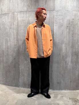 「FRED PERRY（フレッドペリー）のFRED PERRY / フレッドペリー 別注 テニス トラウザーズ（スラックス、ブラック系）」を使った、NIBOさん（メンズ・175cm）の春コーディネート