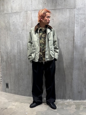 「Barbour（バブアー）のBarbour / バブアー 別注 クロップド オールド ビデール  “ツイル生地”（その他アウター、ブルー系）」を使った、NIBOさん（メンズ・175cm）の冬コーディネート