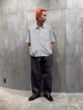 「JOURNAL STANDARD（ジャーナルスタンダード）のEEZZEE / イージー × JOURNAL STANDARD クライミング パンツ（その他パンツ、グレー系）」を使った、NIBOさん（メンズ・175cm）の春コーディネート