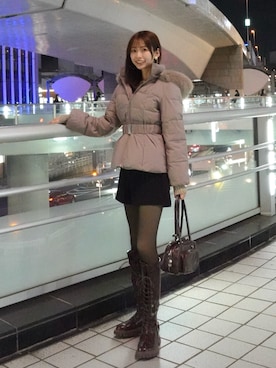 「アイテム（ダウンジャケット/コート、ベージュ系）」を使った、やぶさやさん（レディース・170cm）の秋コーディネート