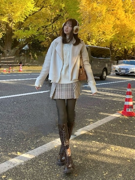 「アイテム（スカート）」を使った、やぶさやさん（レディース・170cm）の秋コーディネート