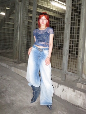 「DIESEL（ディーゼル）のアイテム（アクセサリー）」を使った、Fukaさん（レディース・160cm）の春コーディネート