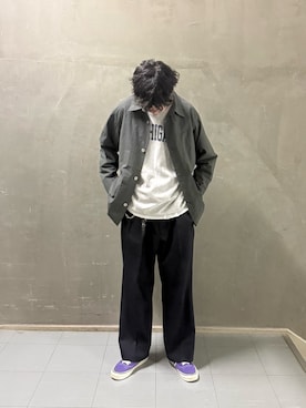 「URBAN RESEARCH DOORS（アーバンリサーチドアーズ）のバイオウォッシュ カバーオール ミドルジャケット（カバーオール、グレー系）」を使った、takehiro31さん（メンズ・176cm）の春コーディネート