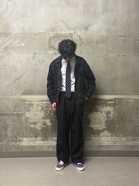 「URBAN RESEARCH DOORS（アーバンリサーチドアーズ）のLIFE STYLE TAILOR　26SS国内タイドット2（ネクタイ、ブルー系）」を使った、takehiro31さん（メンズ・176cm）の春コーディネート