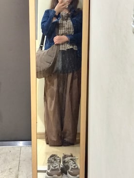 「アイテム（メッセンジャーバッグ）」を使った、のちさん（レディース・158cm）の春コーディネート