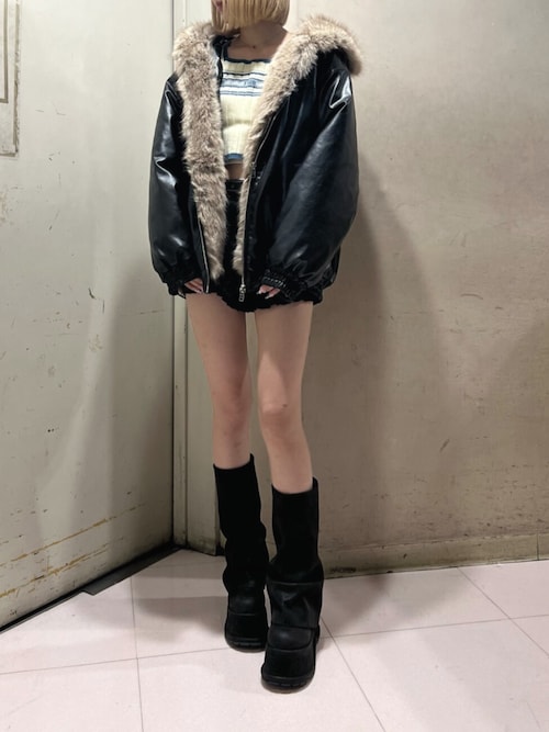 FAUXファーフードブルゾン