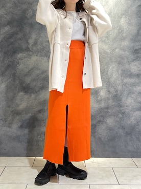 「オレンジスカート」｜Nao Odakaさん（レディース・156cm）の冬コーディネート