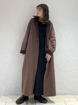 「kastane_ootd」｜「アイテム（チェスターコート）」を使った、Nao Odakaさん（レディース・156cm）の冬コーディネート