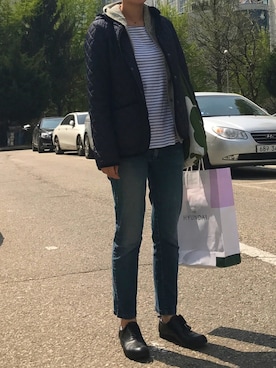 「MUJI」｜「アイテム（その他アウター）」を使った、synkmさん（レディース・162cm）の春コーディネート