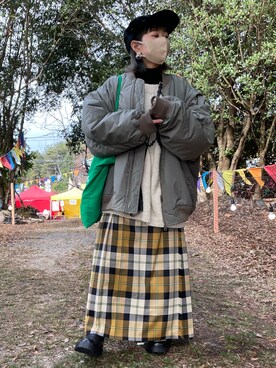 「CIAOPANIC TYPY（チャオパニックティピー）のアイテム（MA-1）」を使った、MARIAさん（レディース・148cm）の冬コーディネート