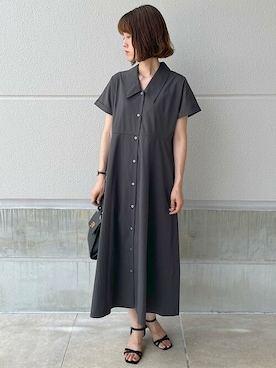 「シップス」｜「アイテム（シャツワンピース）」を使った、天本さん（レディース・165cm）の夏コーディネート