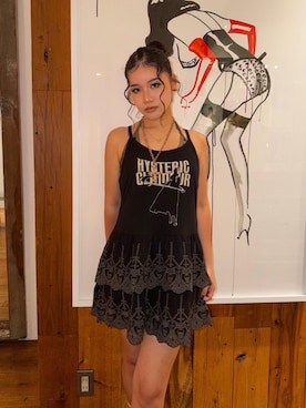 「HYSTERIC GLAMOUR（ヒステリックグラマー）のSICKLE GIRL ワンピース（ワンピース、ブラック系）」を使った、★nana★さん（レディース・160cm）の夏コーディネート