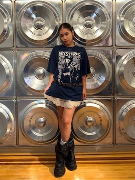 「HYSTERIC GLAMOUR（ヒステリックグラマー）のWOW GIRL オーバーサイズTシャツ（Tシャツ/カットソー、ブルー系）」を使った、★nana★さん（レディース・160cm）の夏コーディネート