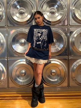 「HYSTERIC GLAMOUR（ヒステリックグラマー）のWOW GIRL オーバーサイズTシャツ（Tシャツ/カットソー、ブルー系）」を使った、★nana★さん（レディース・160cm）の夏コーディネート