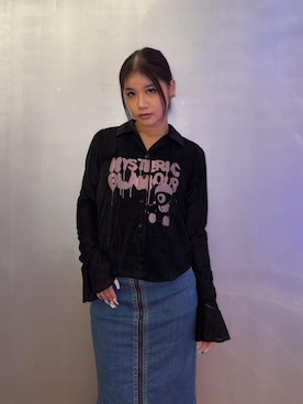 「HYSTERIC GLAMOUR（ヒステリックグラマー）のフロントZIPタイトデニムスカート（デニムスカート、ブルー系）」を使った、★nana★さん（レディース・160cm）の夏コーディネート
