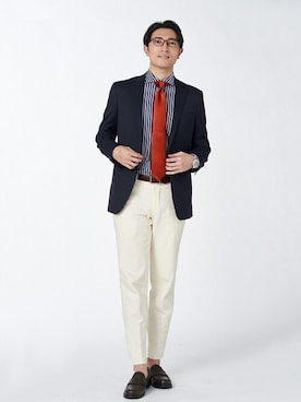 「アイテム（ビジネスシャツ）」を使った、TOKYO_SHIRTSさん（メンズ・180cm）の春コーディネート