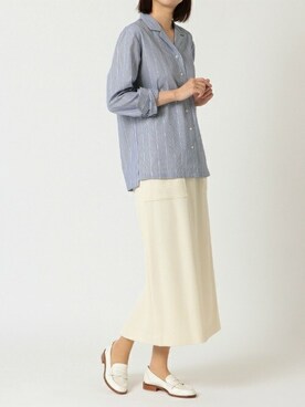 「アイテム（ビジネスシャツ）」を使った、TOKYO_SHIRTSさん（レディース・166cm）の春コーディネート
