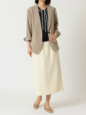 「ニット」｜「アイテム（テーラードジャケット）」を使った、TOKYO_SHIRTSさん（レディース・166cm）の春コーディネート