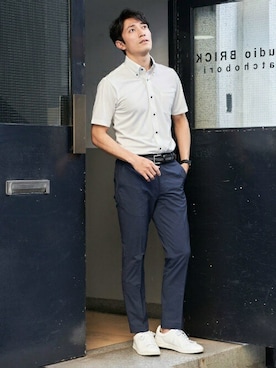 「アイテム（ビジネスシャツ）」を使った、TOKYO_SHIRTSさん（メンズ・180cm）の春コーディネート