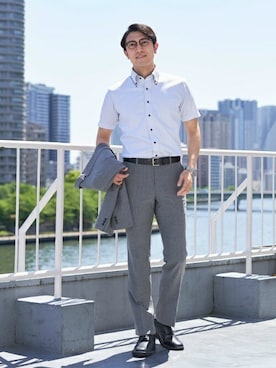 「アイテム（ビジネスシャツ）」を使った、TOKYO_SHIRTSさん（メンズ・180cm）の春コーディネート