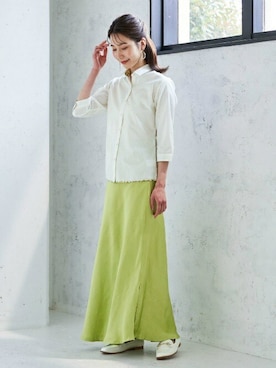 「アイテム（ビジネスシャツ）」を使った、TOKYO_SHIRTSさん（レディース・165cm）の春コーディネート