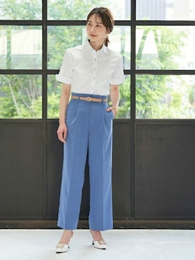 「アイテム（ビジネスシャツ）」を使った、TOKYO_SHIRTSさん（レディース・165cm）の春コーディネート