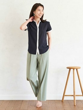 「アイテム（ビジネスシャツ）」を使った、TOKYO_SHIRTSさん（レディース・165cm）の春コーディネート