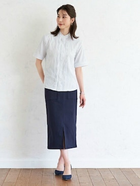 「アイテム（ビジネスシャツ）」を使った、TOKYO_SHIRTSさん（レディース・165cm）の春コーディネート